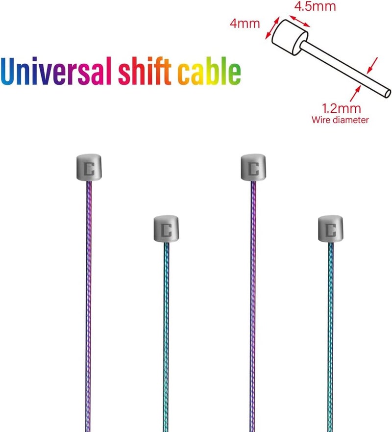 Chooee Pro Slick Bike Shifter Cable for Shimano/SRAM, Mountain Bike Shift Cable 1.2X 2100/2500/3000/3500mm for MTB and Road Bike, Rainbow. - Image 4